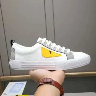 Fendi Monster Eye Sneaker सफेद भूरा पीला जीवनशैली स्नीकर