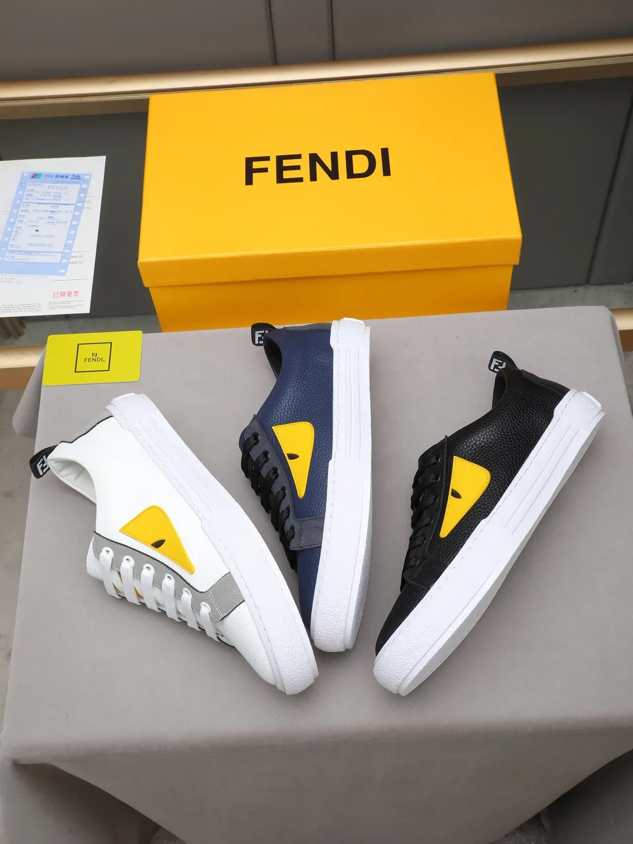 Fendi Monster Eye Sneaker blanc gris jaune sneakers lifestyle 2