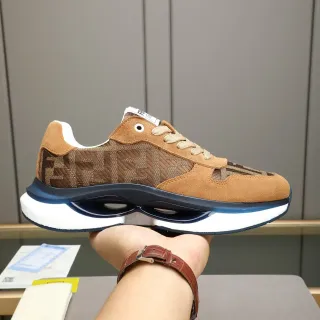 Fendi Runner FF Monogram Tan Suede Lifestyle Sneakers