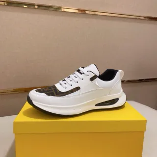 Fendi Runner White and Brown Monogram Chunky Sneakers