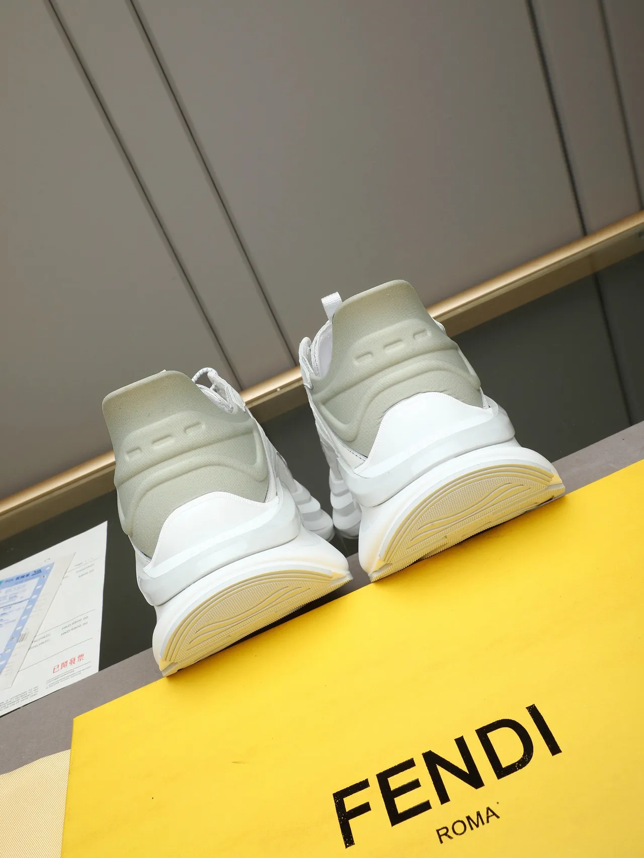 Fendi Runner White Gray Platform Sole Multi-Material Layered Upper Chunky Sneakers 3