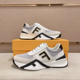 Fendi White Black Oversized Logo Sculpted Midsole Lifestyle Sneakers