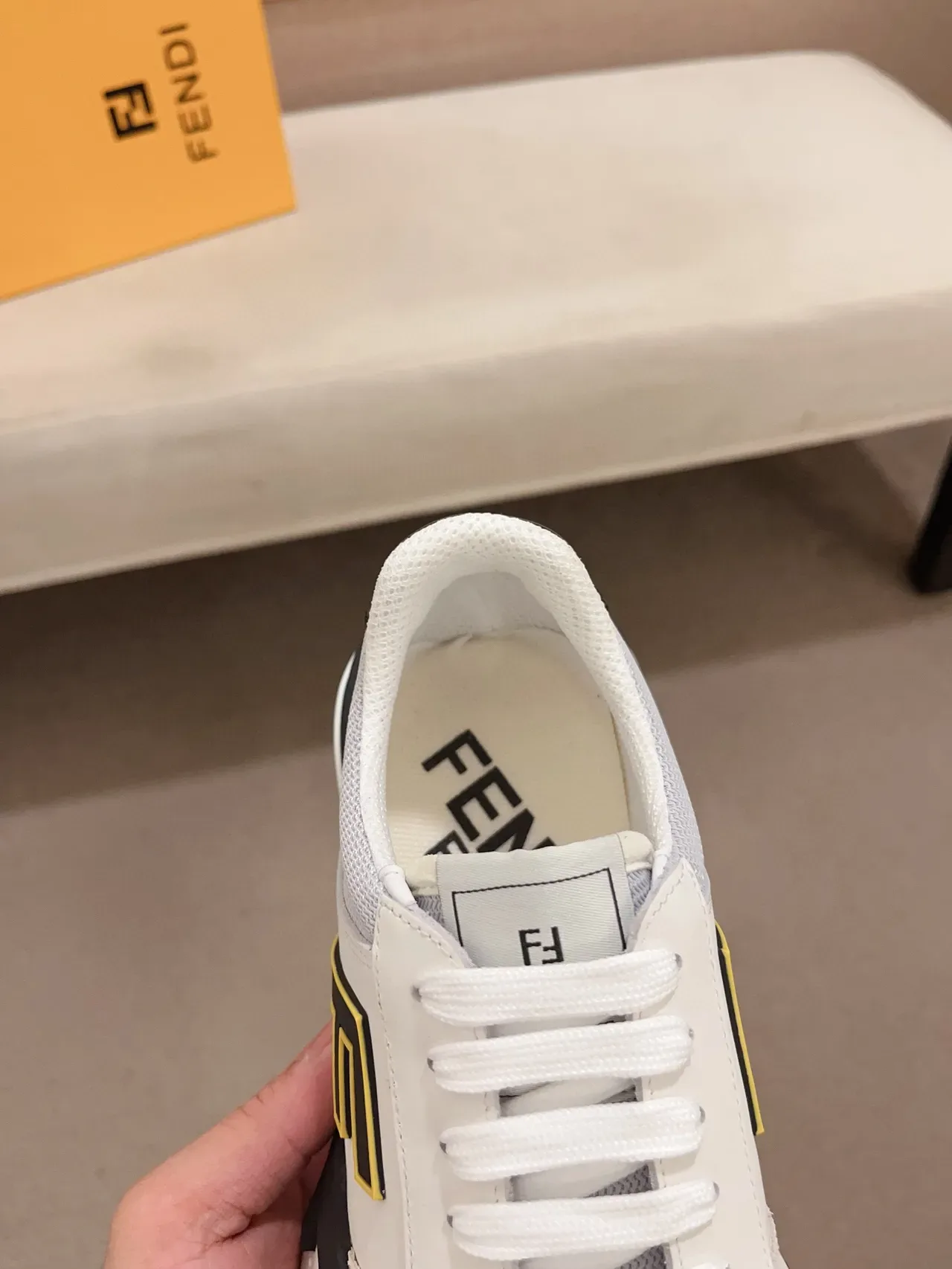 Fendi White Black Oversized Logo Sculpted Midsole Lifestyle Sneakers 9