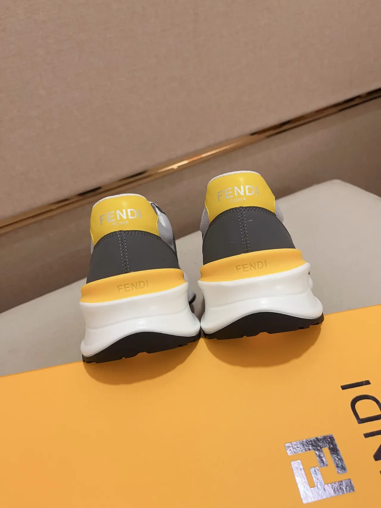 Fendi White Black Oversized Logo Sculpted Midsole Lifestyle Sneakers 12