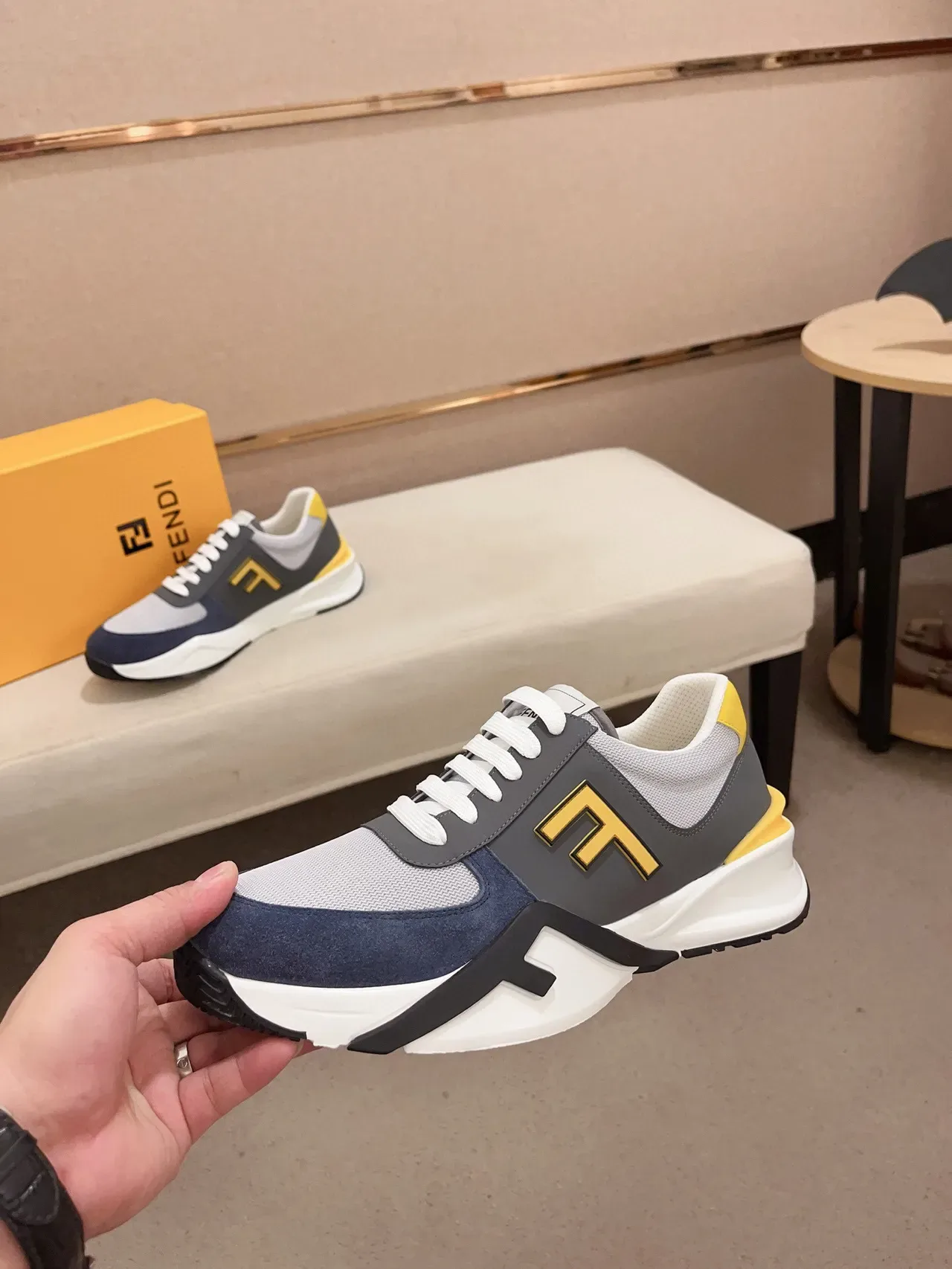 Fendi White Black Oversized Logo Sculpted Midsole Lifestyle Sneakers 15