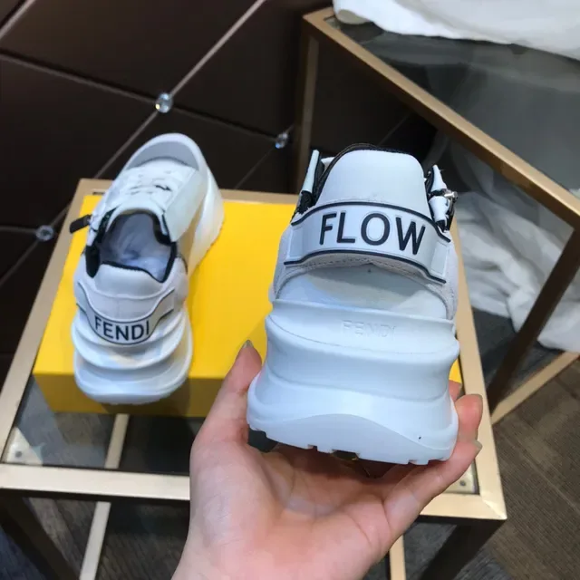Fendi White Gray Sole Mixed-Material Upper Chunky Sneakers 6