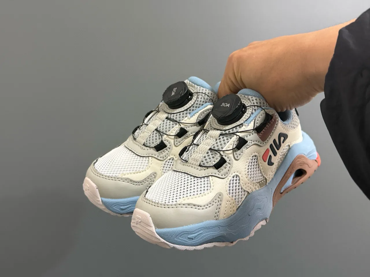 Fila Gris Bleu BOA Fermeture Dial Sculpted Wavy Midsole Chunky Sneakers 13