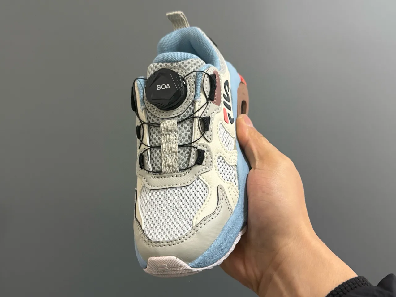 Fila Gris Bleu BOA Fermeture Dial Sculpted Wavy Midsole Chunky Sneakers 14