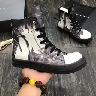 Abstract Ink-Splatter Print High-Top Platform Boots