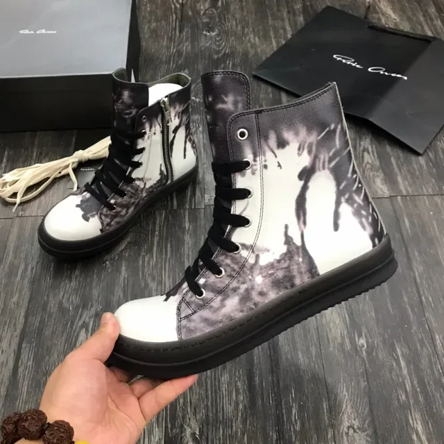 Abstract Ink-Splatter Print High-Top Platform Boots 4