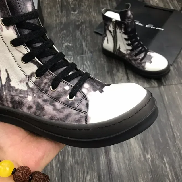 Abstract Ink-Splatter Print High-Top Platform Boots 6