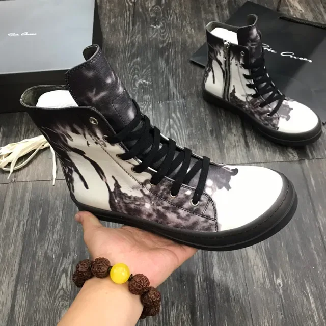 Abstract Ink-Splatter Print High-Top Platform Boots 7