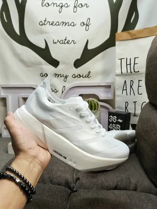 All-White Mesh Upper Platform Sole Lifestyle Sneakers 5