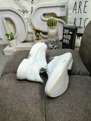 All-White Mesh Upper Platform Sole Lifestyle Sneakers 6