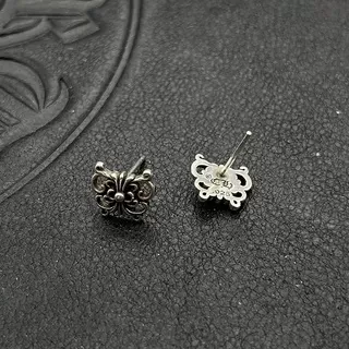 Antiqued Silver Floral Scroll Stud Earrings 4