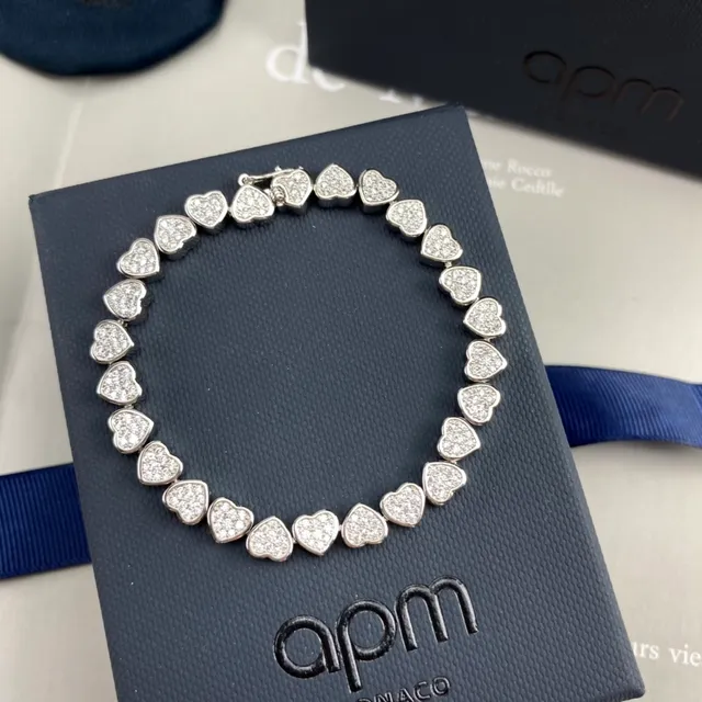 apm MONACO Double-Row Heart Pavé Bracelet 4
