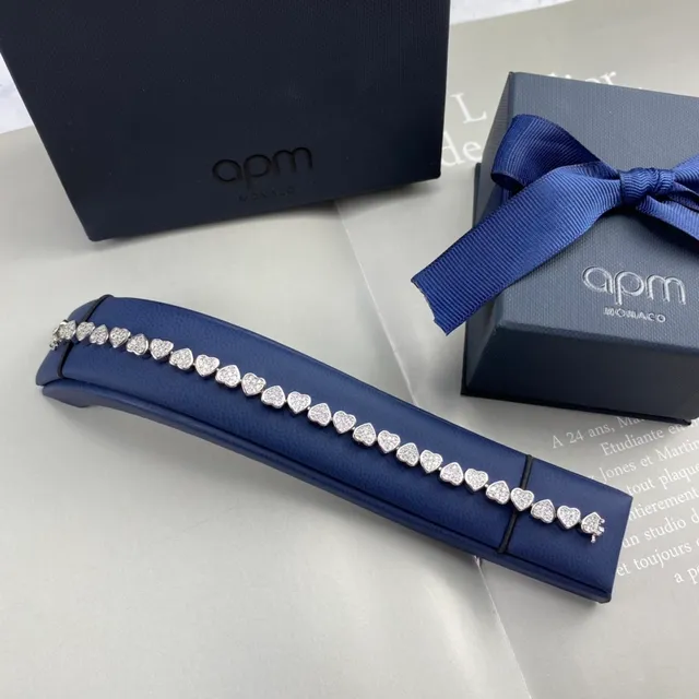 apm MONACO Double-Row Heart Pavé Bracelet 7