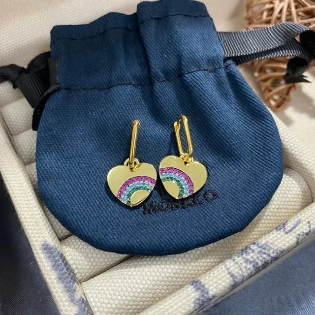 apm Monaco Heart-Shaped Rainbow Pavé Gold-Tone Dangling Earrings 4