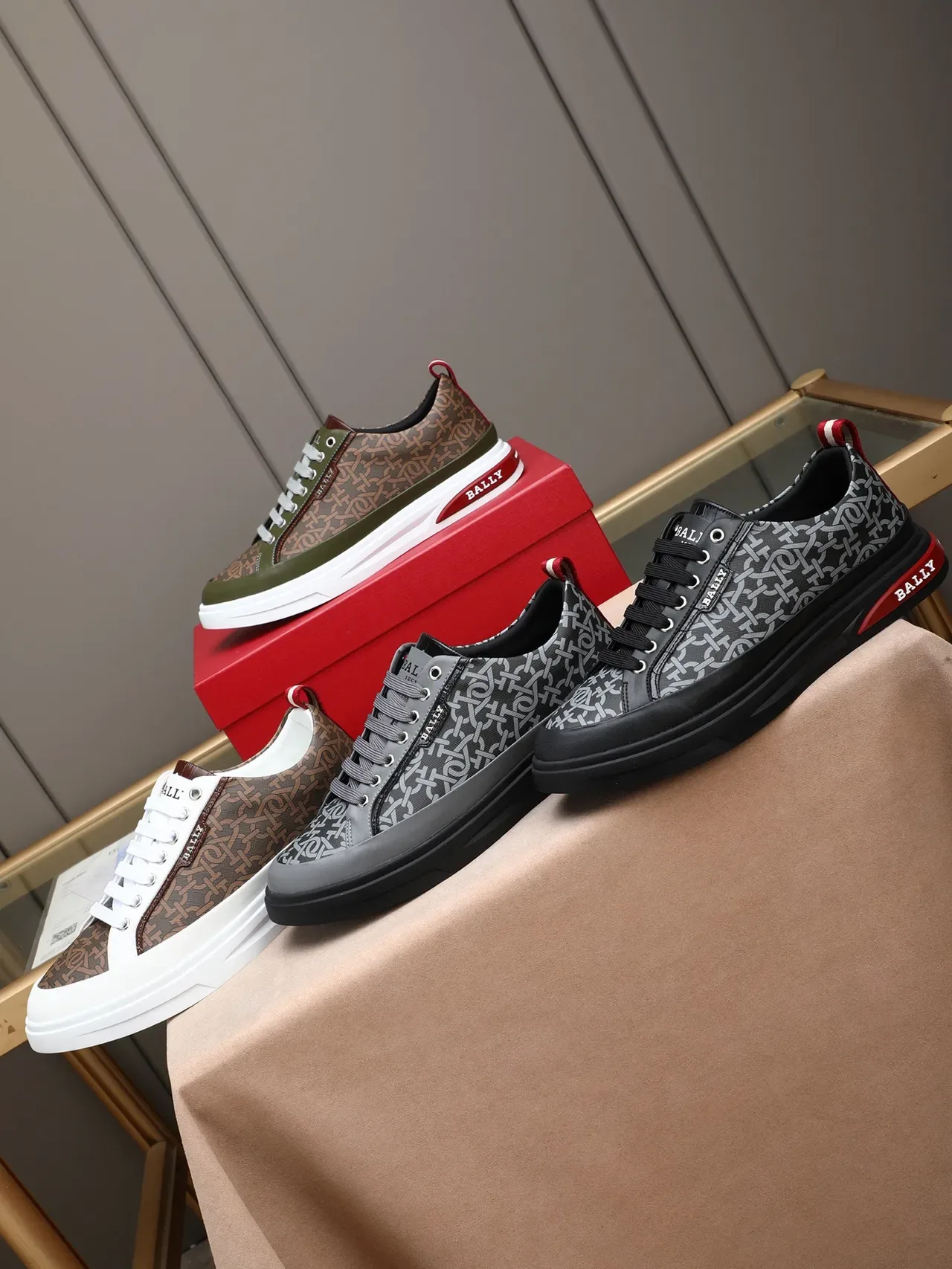 Bally Monogram-Print Gray and Black Lifestyle Sneakers 2