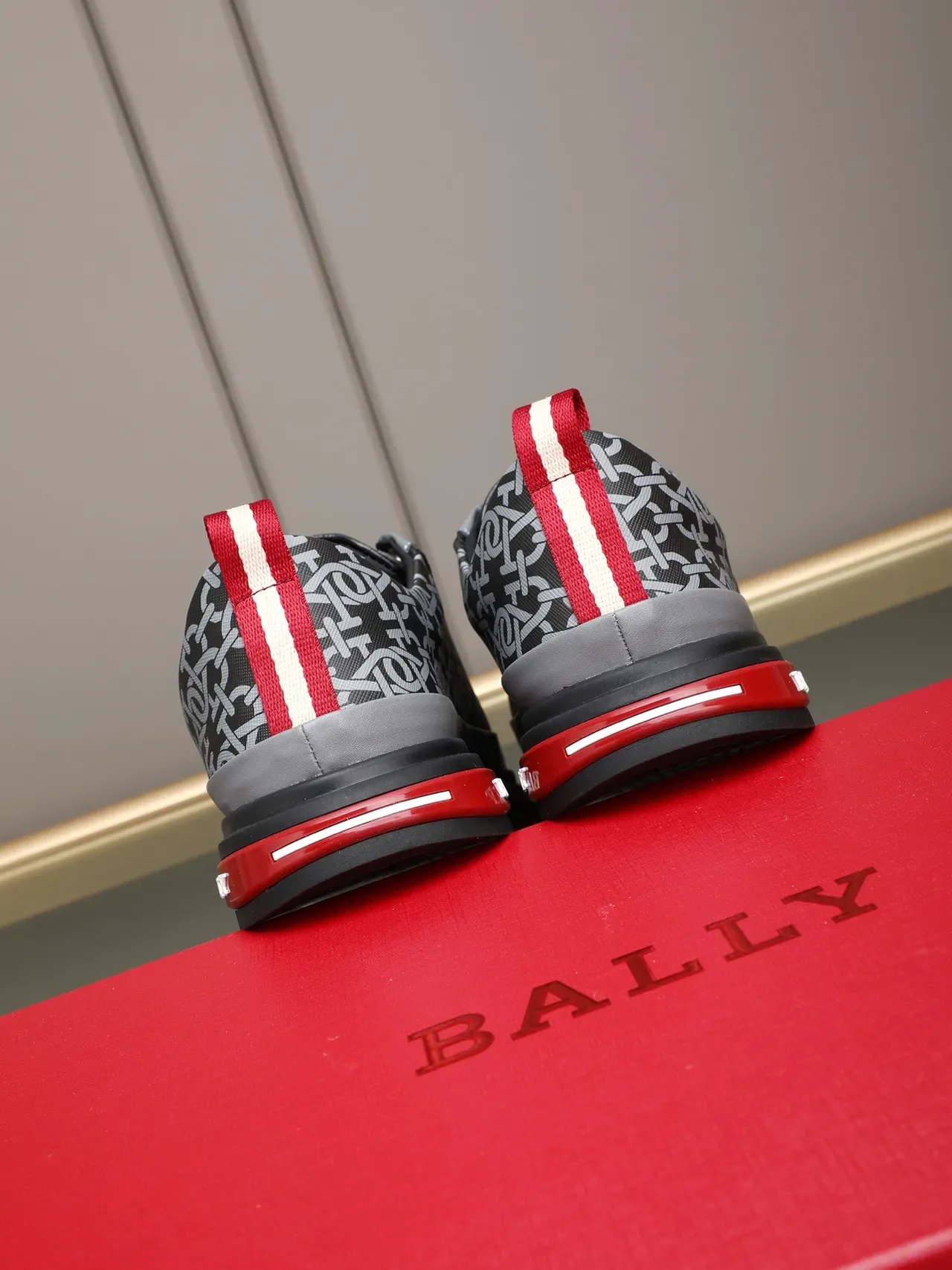 Bally Monogram-Print Gray and Black Lifestyle Sneakers 4