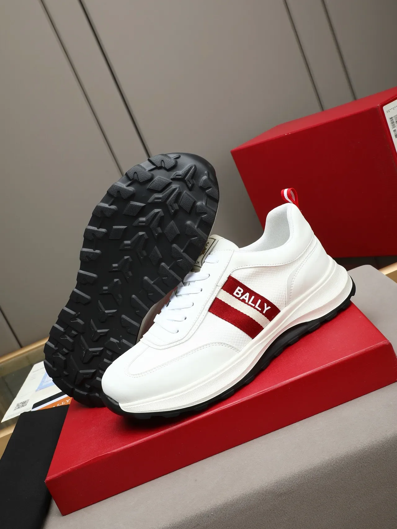 Bally White and Red Stripe Lifestyle Sneaker 4