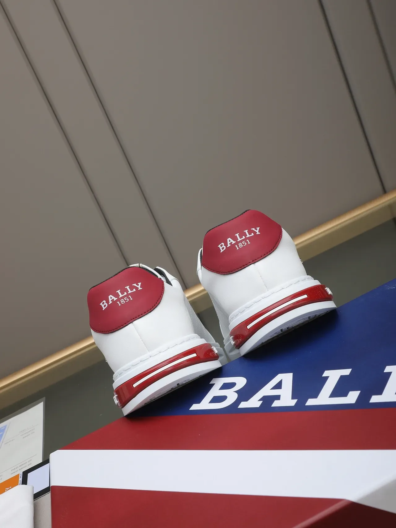 BALLY White Black Red Striped Low-Top Lifestyle Sneaker 4