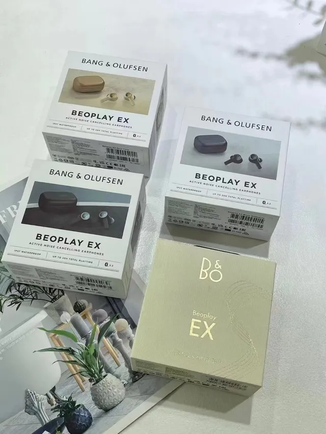 Bang & Olufsen Beoplay EX noir beige plaques circulaires métalliques logement d'oreillette de style tige TWS écouteurs 6