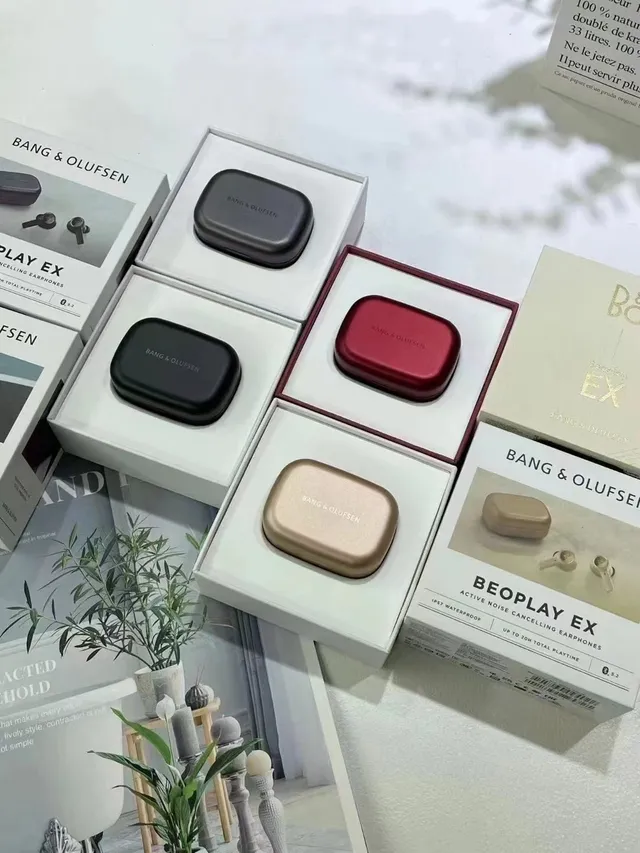 Bang & Olufsen Beoplay EX noir beige plaques circulaires métalliques logement d'oreillette de style tige TWS écouteurs 7