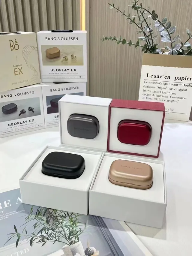 Bang & Olufsen Beoplay EX noir beige plaques circulaires métalliques logement d'oreillette de style tige TWS écouteurs 9