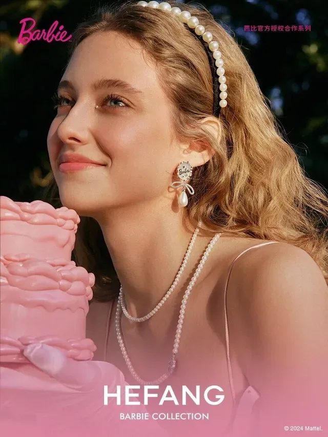 Barbie Oval Bow Pearl Drop Earrings 2