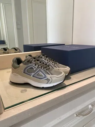 Beige and Olive Green Layered Overlay Lifestyle Sneaker 2