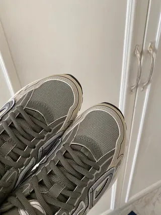 Beige and Olive Green Layered Overlay Lifestyle Sneaker 7