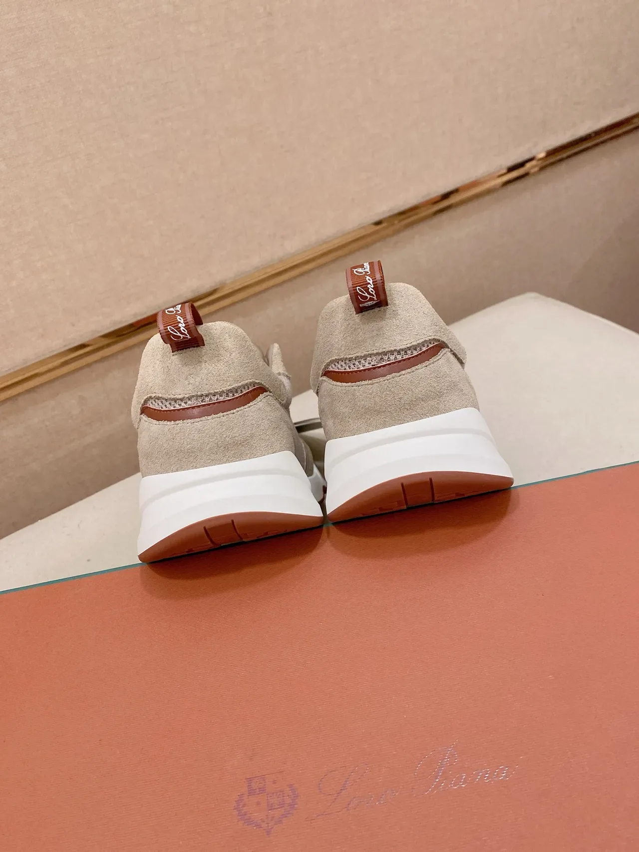Beige and White Mesh-Suede Chunky Sneaker 3