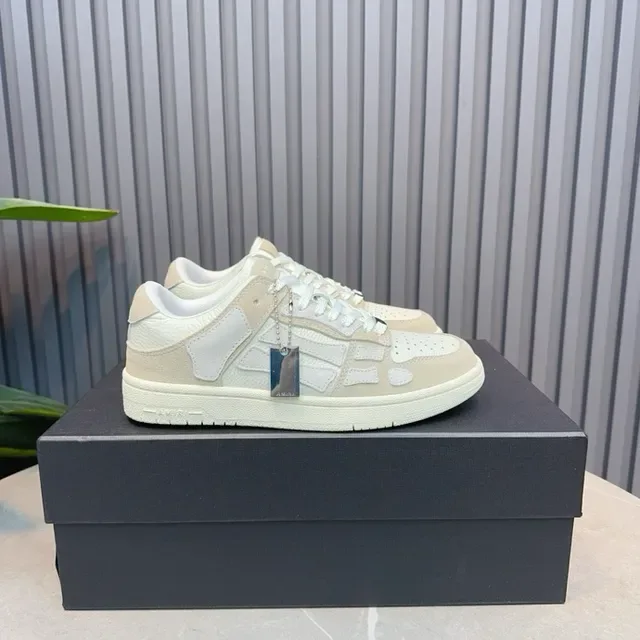 Beige and White Skeletal Overlay Lifestyle Sneakers 3