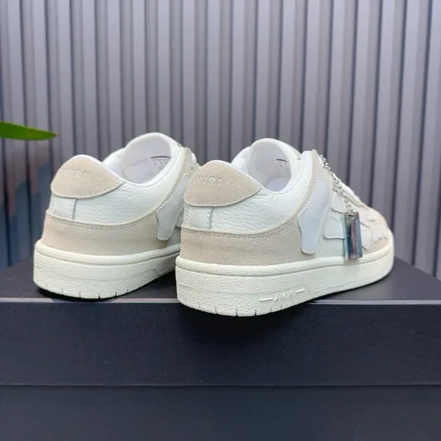 Beige and White Skeletal Overlay Lifestyle Sneakers 7