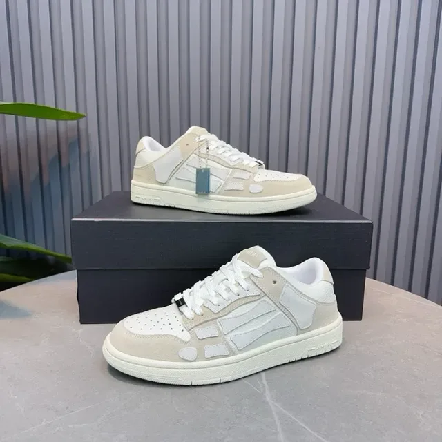 Beige and White Skeletal Overlay Lifestyle Sneakers 8