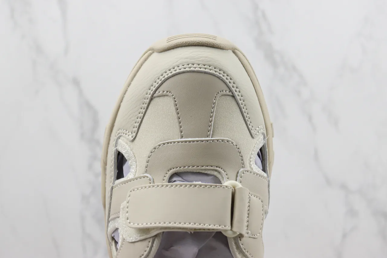 Beige Black Chunky Sole Strap-Fastened Sandals 6