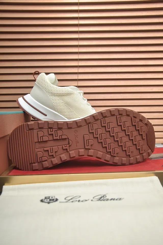 Beige Brown Mesh Upper Sculpted White Midsole Sneakers 3