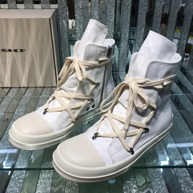 Beige White High-Top Canvas Upper Sneakers 8