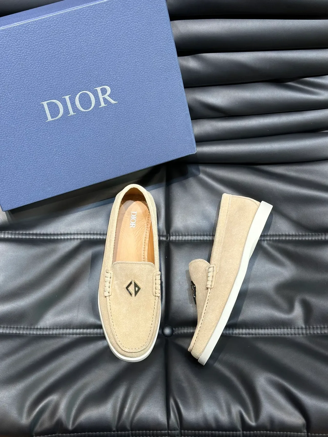 Beige White Suede Upper Moc-Toe Construction Loafer 5