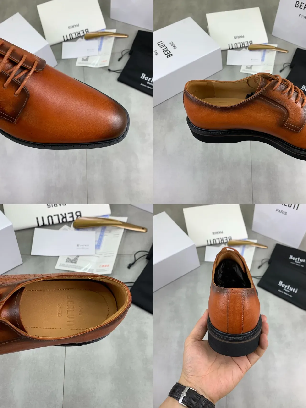BERLUTI Cognac Cap-Toe Oxford Shoes 3
