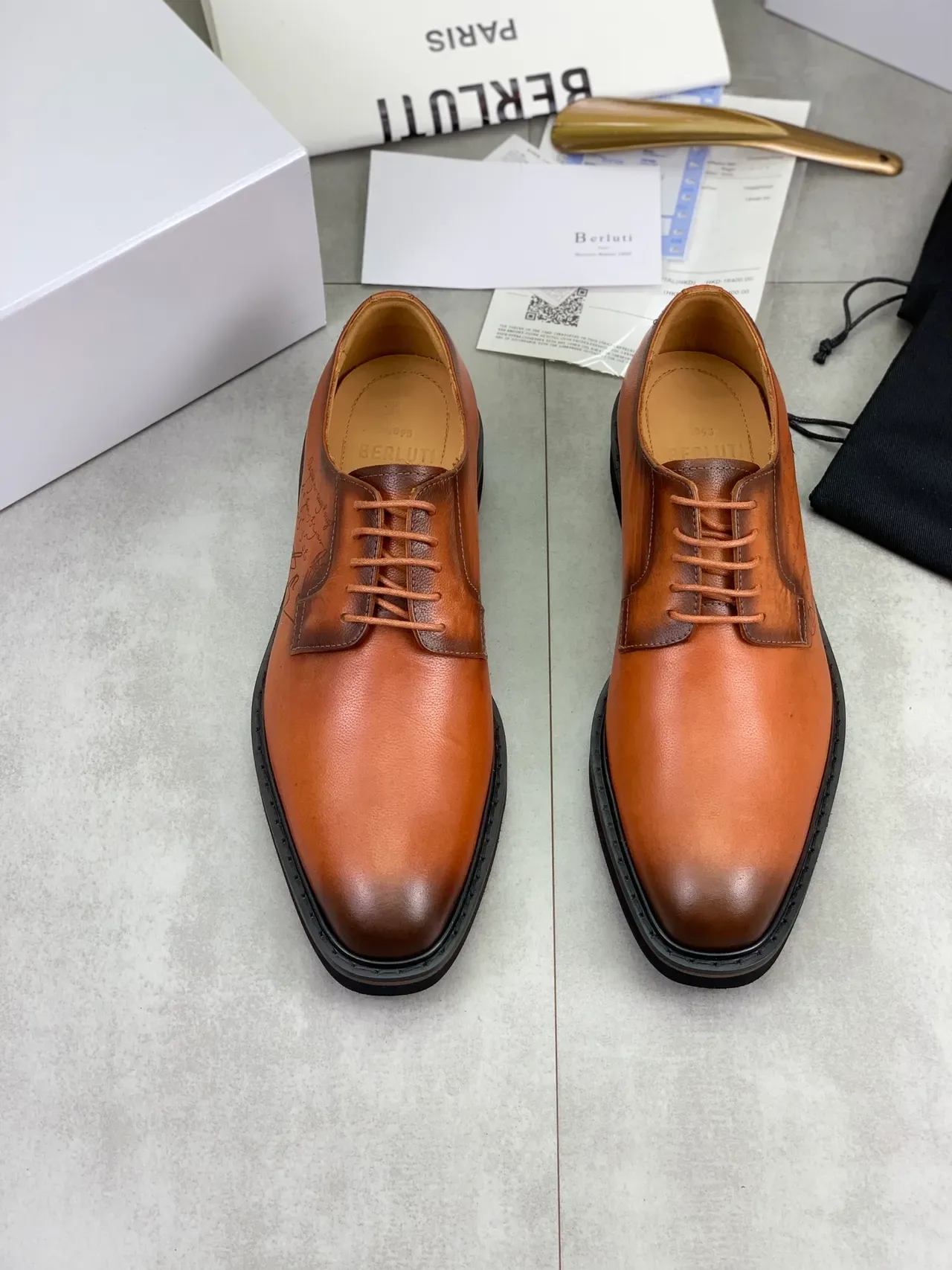 BERLUTI Cognac Cap-Toe Oxford Shoes 5