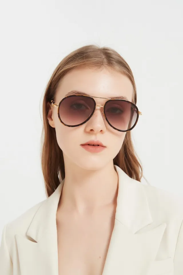 Black and Gold Aviator-Style Sunglasses 7