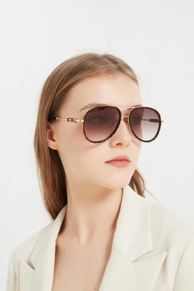 Black and Gold Aviator-Style Sunglasses 8