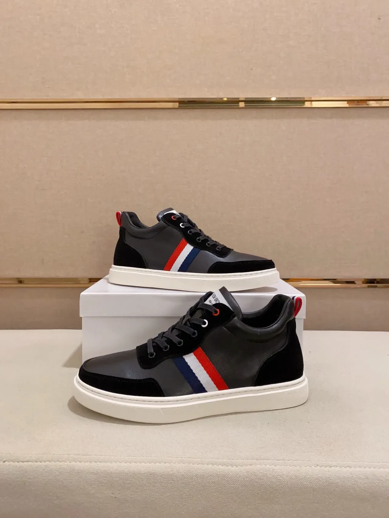 Black and Gray Leather-Suede Panelled Low-Top Sneaker 7