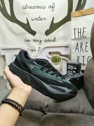 Black and Green Mesh Overlay Sneakers 5
