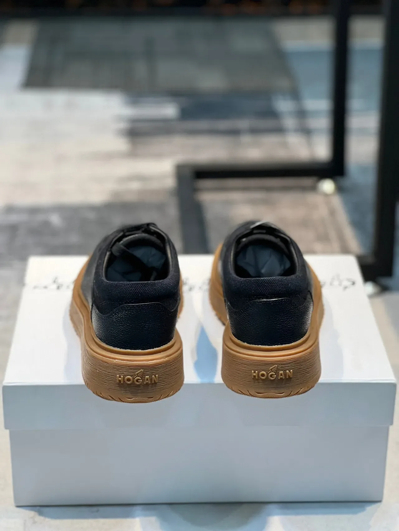 Black and Gum Platform Lace-Up Casual Shoe 2