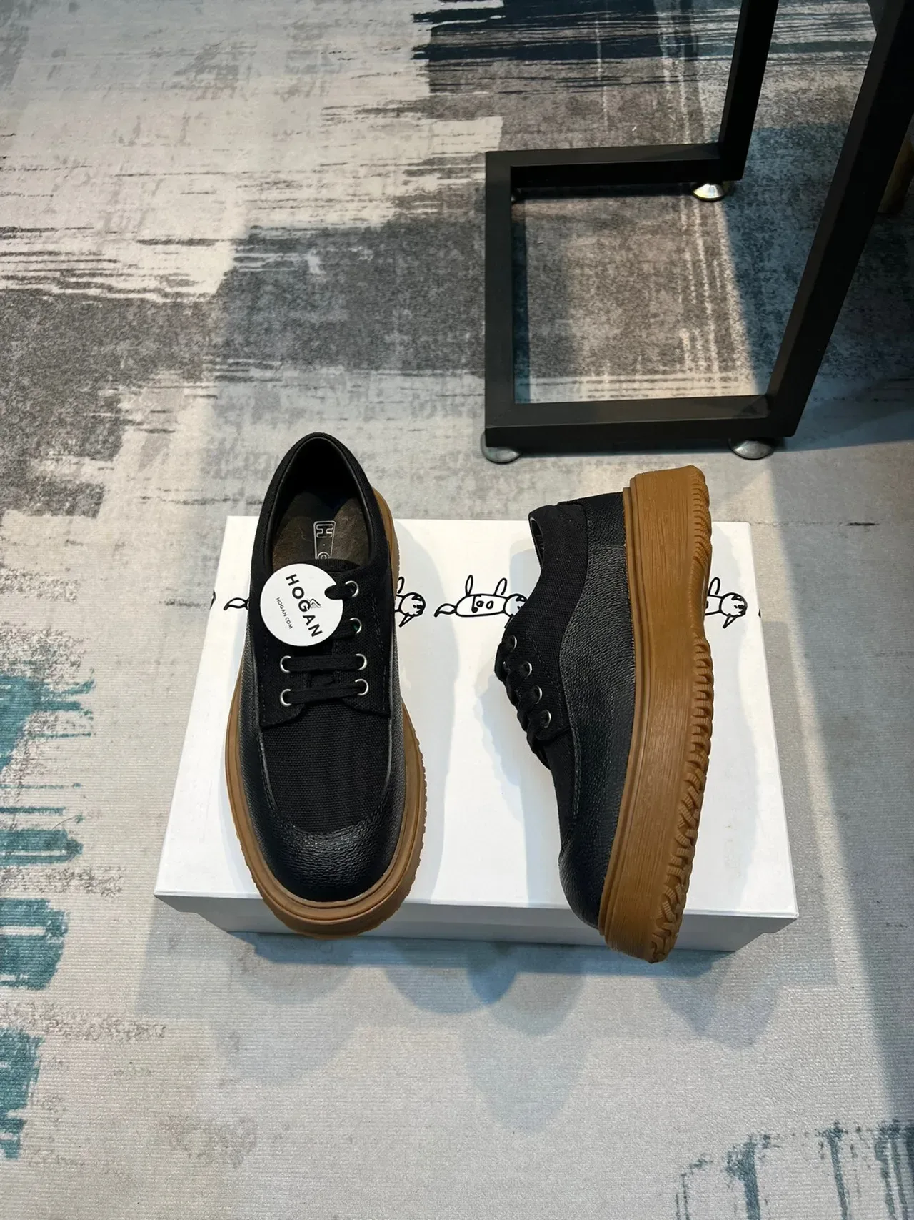 Black and Gum Platform Lace-Up Casual Shoe 5
