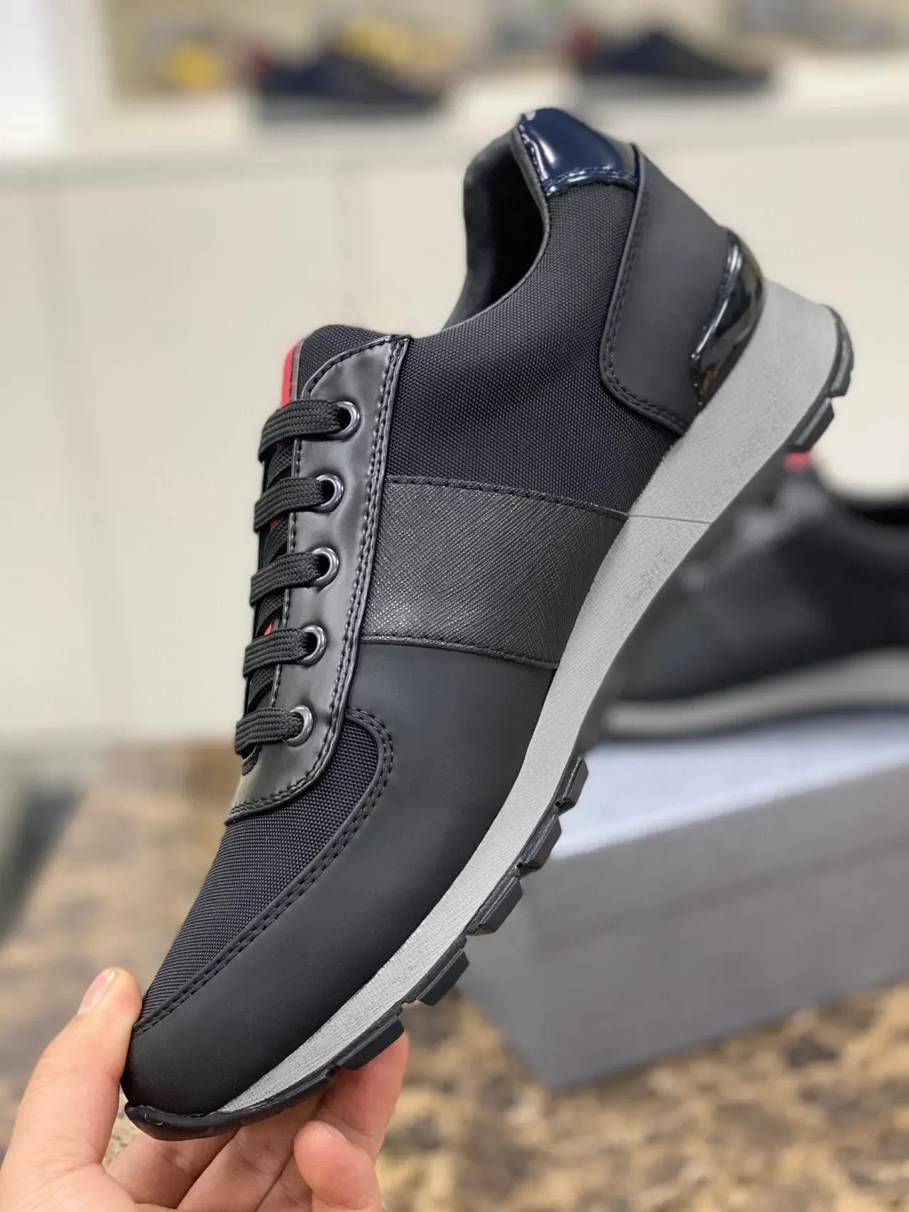 Black and Navy Patent Accent Lifestyle Sneakers 2