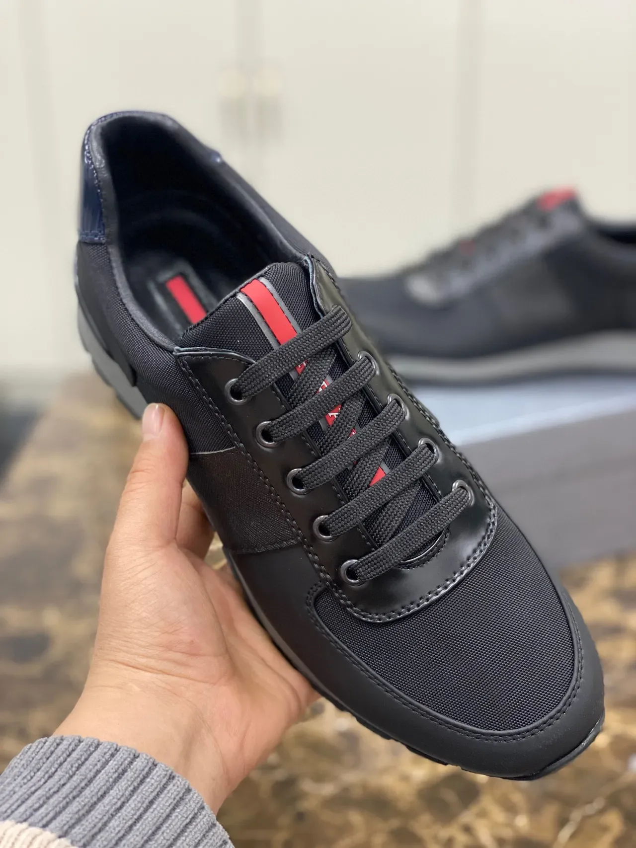 Black and Navy Patent Accent Lifestyle Sneakers 3
